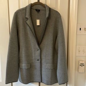 Talbots gray herringbone wool sweater blazer NWT 1X
